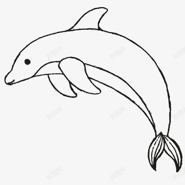 简笔鲸鱼png免抠素材_新图网 https://ixintu.com 卡通 手绘 简图 简笔 素描鲸鱼 线条 跳跃 鲸鱼 黑色