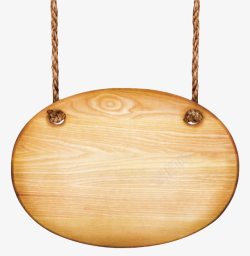 棕色麻绳棕色椭圆形穿孔用绳子挂着的木板高清图片