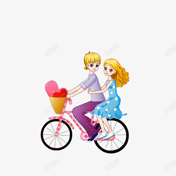 骑着单车的情侣png免抠素材_新图网 https://ixintu.com 情侣骑单车 气球 男孩女孩 自行车 骑着单车的情侣