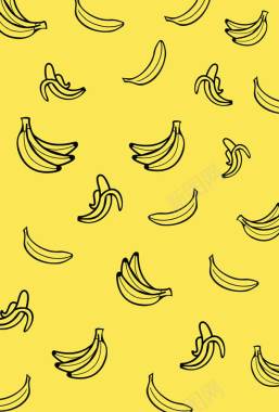 黄色背景黑色线条香蕉背景