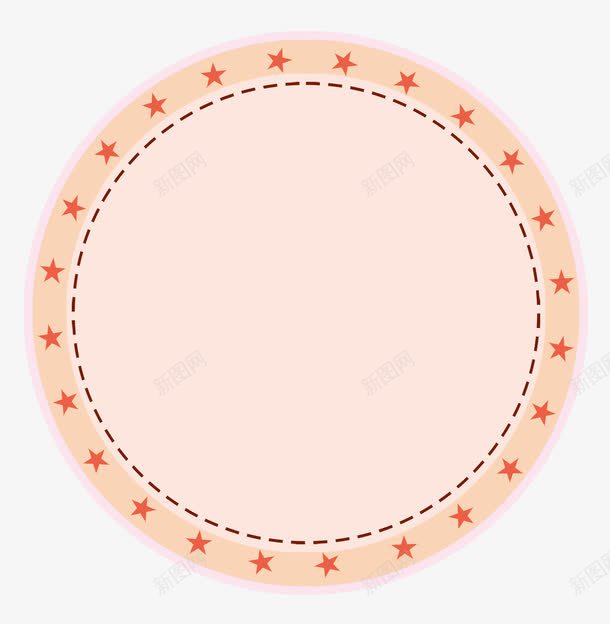 简约圆形边框png免抠素材_新图网 https://ixintu.com 五角星装饰 免抠PNG 卡通牌子 星星 简约边框 米色 虚线