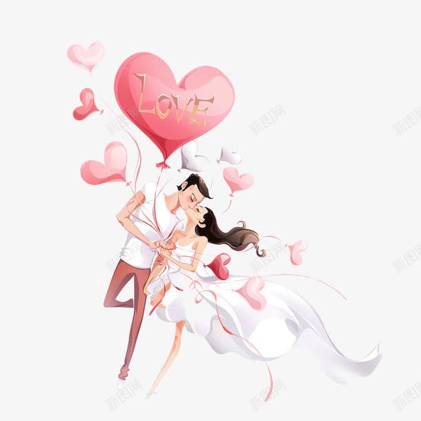 你我同在png免抠素材_新图网 https://ixintu.com 俊男美女 婚姻 婚纱 幸福 开心 情侣 气球 爱情 白裙子