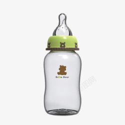 高质感小白熊宽口玻璃奶瓶高清图片