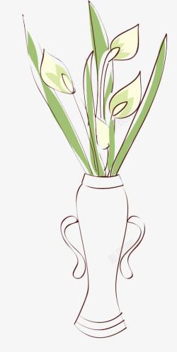手绘马蹄莲背景花瓶高清图片