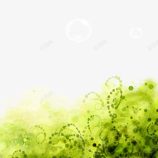绿色色彩psd免抠素材_新图网 https://ixintu.com 春天元素 春季素材 涂鸦色彩
