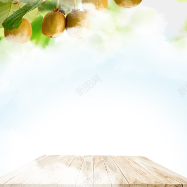 简约木板猕猴桃水果PSD分层主图背景背景