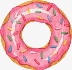 粉红水彩卡通甜甜圈矢量图素材