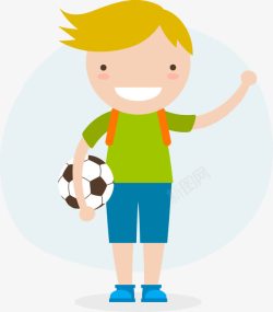 调皮捣蛋带着足球去上学的小男孩高清图片