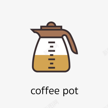 棕色可爱咖啡壶图标矢量图图标