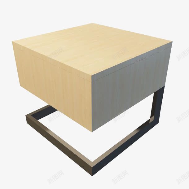 床头柜3D模型psd免抠素材_新图网 https://ixintu.com 几何体 台子 木制桌面