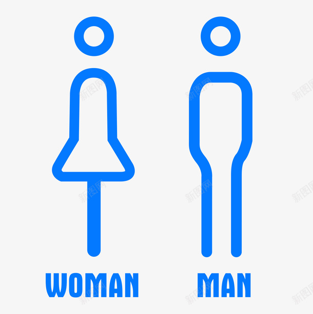 蓝色线性男女标识图标png_新图网 https://ixintu.com 卫生间 厕所 洗手间 洗手间指示牌 洗手间标识 男女 男女标识 男女洗手间 蓝色
