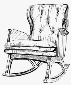 沙发摇椅手绘钢笔线条沙发摇摇椅插画高清图片