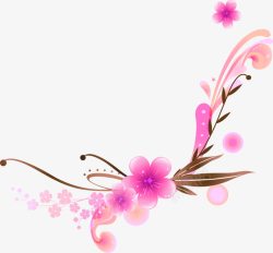 手绘粉红色花朵边框装饰素材