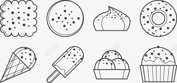 西式甜品简洁线条图标png_新图网 https://ixintu.com 冰淇淋 甜品 纸杯蛋糕 西式