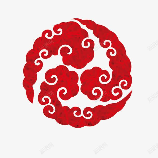 红色圆形云彩图案png免抠素材_新图网 https://ixintu.com 中国红 创意 祥云 祥云底图 设计感
