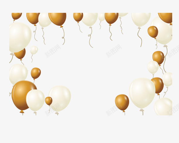漂浮金色气球边框矢量图ai免抠素材_新图网 https://ixintu.com 儿童节 气球 气球边框 漂浮气球 矢量png 矢量图 金气球 金色气球
