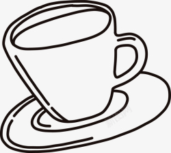 线条咖啡杯咖啡杯和碟子简笔画高清图片