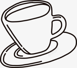 线条咖啡杯咖啡杯和碟子简笔画高清图片