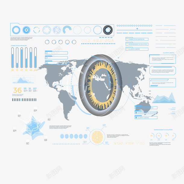 淡蓝色地图科技插图png免抠素材_新图网 https://ixintu.com 地图 数字 数据 淡蓝色 现代 科技 高端