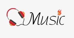 听音乐跑步红色耳机音乐文字logo图标高清图片