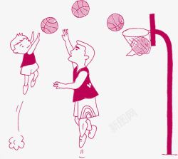 幼儿园开学卡通学生打篮球高清图片