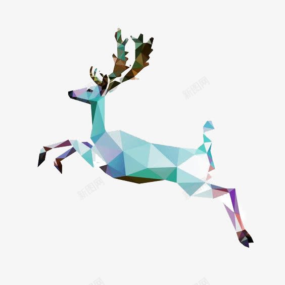奔跑的小鹿png免抠素材_新图网 https://ixintu.com 创意几何图形 小鹿免扣PNG 小鹿免扣元素 梅花鹿 渐变色 鹿角