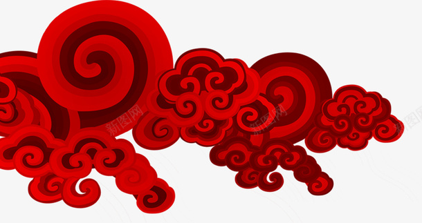 红色中国风大气云朵png免抠素材_新图网 https://ixintu.com 中国风云彩 古典云朵 祥云 红色云朵 装饰图案