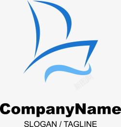 帆船logo设计蓝色线条帆船LOGO图标高清图片