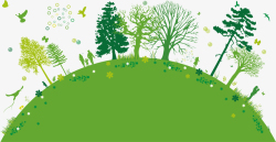 平面大树素材绿色平面世界湿地日卡通植物树林高清图片