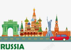 俄罗斯地标建筑文化旅游宣传矢量图素材