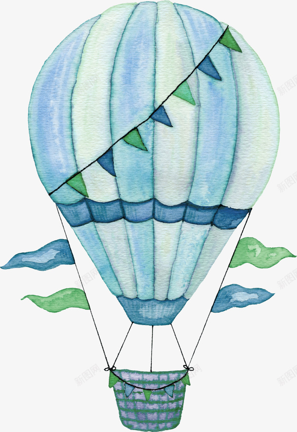 卡通手绘美丽的热气球png免抠素材_新图网 https://ixintu.com 创意 动漫动画 卡通手绘 简约 美丽的热气球 蓝色