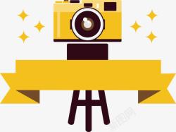 摄影器材黄色照相机标题框高清图片
