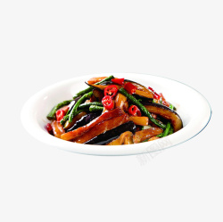 菜肴茄子产品实物传统美食茄子豆角高清图片