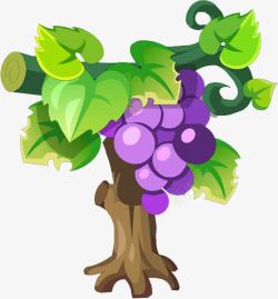水彩葡萄手绘葡萄树高清图片