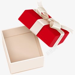 红色电子条码礼物包装盒白色底红色盖高清图片