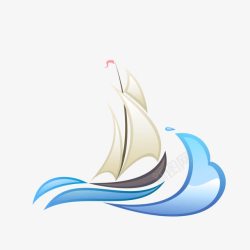 航海logo卡通手绘帆船图标高清图片
