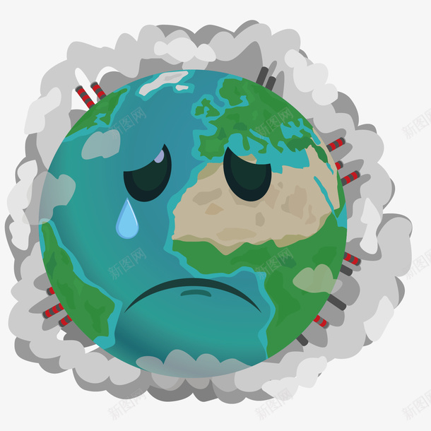 被污染的地球手绘png免抠素材_新图网 https://ixintu.com 哭泣 地球 气体 污染 河流 流泪 灰色 简单