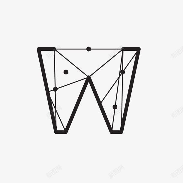 个性黑色W字母png免抠素材_新图网 https://ixintu.com 几何图案 几何的 几何风格 创意图案 创意感 图案 科技感