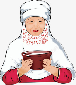 微笑的印度妇女手捧酥油茶的女士高清图片