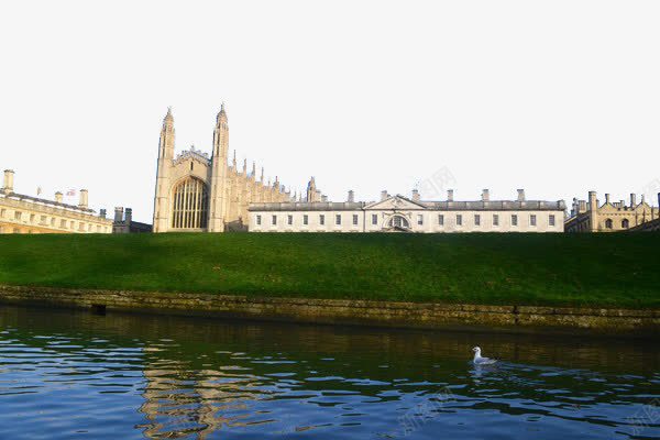 剑桥大学周边的河流png免抠素材_新图网 https://ixintu.com 河流 绿色 草坪 鸭子