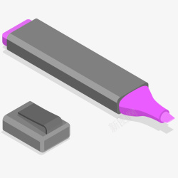 画笔插紫色荧光笔插画高清图片