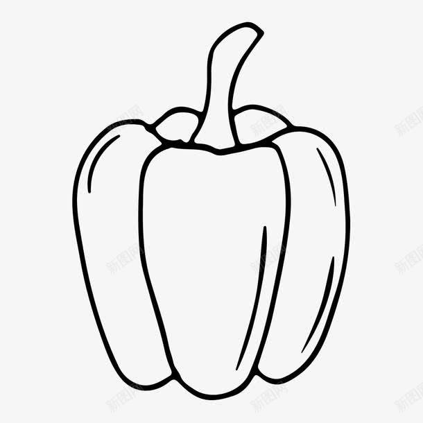 简笔灯笼椒png免抠素材_新图网 https://ixintu.com 一个 卡通 手绘 简笔 线条 蔬菜 辣椒 黑色