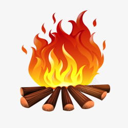 火焰木材卡通篝火高清图片