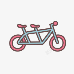 粉色双人被蓝粉色的可爱双人自行车图标高清图片