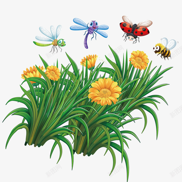 鲜花蜜蜂png免抠素材_新图网 https://ixintu.com 昆虫 春天 蜂类 蜻蜓 采蜜
