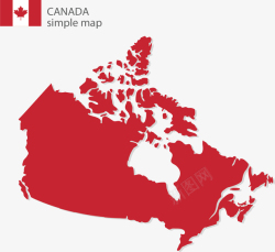 红色的加拿大地图矢量图素材