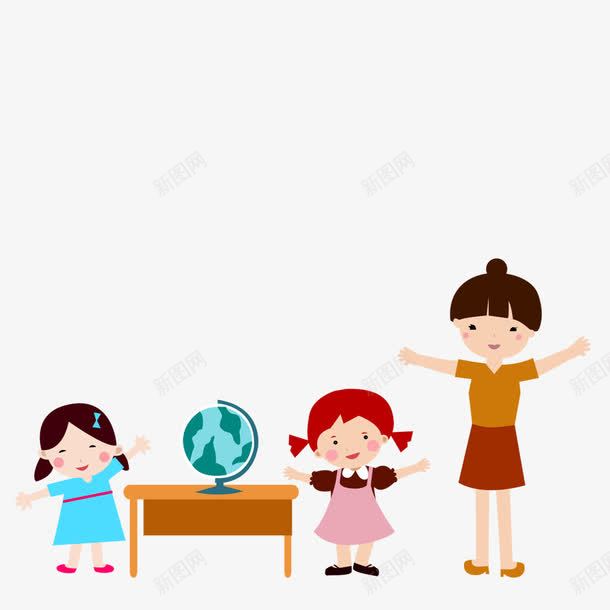 卡通小院png免抠素材_新图网 https://ixintu.com 书本 卡通 地球仪 学习 小学生 小朋友 手绘 教育 老师