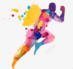 奔跑的男子彩色喷绘奔跑男子高清图片