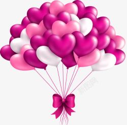 粉色心形气球蝴蝶结装饰图案素材