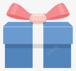 蛋糕蝴蝶结卡通蓝色礼盒图案高清图片